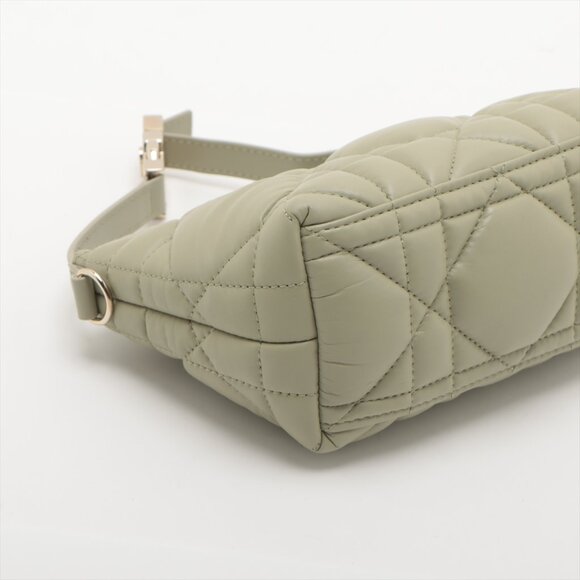 Christian Dior Cannage nomad pouch Leather Hand bag Green - Picture 4 of 8